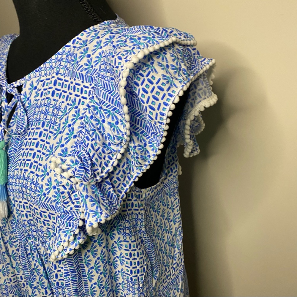 Vineyard Vines Women's Blue Patchwork Ruffle-Slee… - image 8